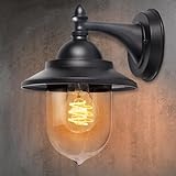 EBION Aussenlampe Wand E27, AußEnlampe AußEnwandleuchten Aluminum Ip44 Wasserdicht, Wandleuchte Vintage Ausenbeleutung Hauswand Schwarz, Garten, Veranda, Terrasse, GlüHbirne Nicht Enthalten