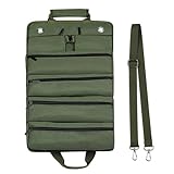YUOIUX Toolkit Werkzeug-Rolltasche, Segeltuch, kleine Werkzeugtasche mit 5 Reißverschlusstaschen, Werkzeugtragetasche