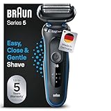 Braun Series 5 Rasierer Herren Elektrisch, Elektrorasierer mit 50 Min. Akku. EasyClean Rasierapparat, Trockenrasierer, Wasserdicht, Made in Germany, Wasserdicht, 51-B1000s, Blau