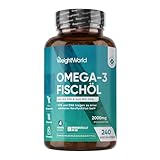Omega 3 Weichkapseln - 2000mg Fischöl mit 1100mg Omega-3, 660mg EPA & 440mg DHA pro Portion - 240 Softgels - EPA & DHA tragen zur normalen Herzfunktion bei (EFSA) - Fish Oil - WeightWorld