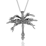 GONZTEL 1 Stück Vintage Cross Chain, Gothic Kreuz Halskette, Halloween Accessoires, Gravierte Blume Kreuzen Halsband Halskette, Kreuzkette Silber für Frauen Männer