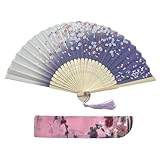 Kibon Faltbare Fächer, Handfächer, Bambusfächer mit Quaste für Geburtstagsgeschenke, Tanzen, Cosplay, Hochzeit, Party, Requisiten-Dekoration