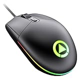 KICHOUSE Kabelgebundene Gaming mit LED Atemlicht Ergonomisches Design DPI für PC Laptop rutschfeste Oberfläche für Spiele Büroarbeiten
