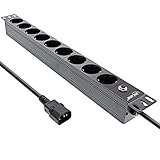 InLine® 19' Steckdosenleiste, 9-Fach Schutzkontakt, C14 Stecker, Überlastschutz