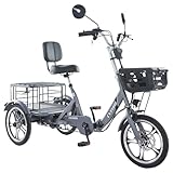 cysum Faltbares Elektrisches Dreirad, 16 Zoll Tricycle E Bike für Erwachsene Herren Damen Elektrofahrrad Lastenfahrrad 48V 22Ah Akku Elektrofahrrad 3 Räder
