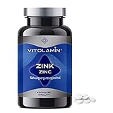 VITOLAMIN® ZINK 365 Natürliche Tabletten - Nahrungsergänzungsmittel mit hoch bioverfügbarem Zink zur Erhaltung von Haaren, Haut und Nägeln unter normalen Bedingungen