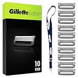 Gillette Labs Rasierklingen für Männer —Inkl. 10 ORIGINAL Ersatzklingen, Schlüsselanhänger Kompatibel mit allen GilletteLabs Rasierern (inkl.Heated Razor)