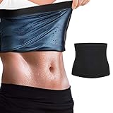 MoKo Damen Bauchweggürtel, Fitness Gürtel Schwitzgürtel zur Fettverbrennung Abnehmen Gürtel Bauchgürtel Waisttrainer Taillenformer Fettverbrennungsgürtel für Fitnesstraining (Schwarz/Blau, S/M)