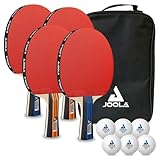 JOOLA Tischtennisset Family Advanced, 4 Tischtennisschläger + 6 Tischtennisbälle 3Star + Tragetasche, Advanced Level, 28x18x8cm