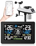 Regevo WLAN Wetterstation mit Außensensor, 11-in-1 Profi Funkwetterstation mit Windgeschwindigkeit Windrichtung, Regenmesser, Temperatur, Luftfeuchtigkeit, Luftdruck, Wettervorhersage, UV-Index, Alarm