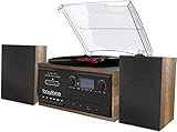 Boytone BT-58W Bluetooth Classic Plattenspieler Plattenspieler All-in-One mit AM/FM Radio, CD/Kassetten-Player, 2 separate Stereo-Lautsprecher, Schallplatte, Radio und Kassette auf MP3, SD, USB, AUX