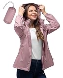 33,000ft Damen Wasserdichte Faltbar Regenjacke mit Kapuze, Leicht Atmungsaktive Windbreaker Jacke, Fahrradjacke für Frauen Fahrrad Sport Outdoorjacke