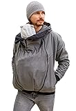 Be Mama - Maternity & Baby wear Wasserdichte ALL-WEATHER 2in1 - Männer - Tragejacke & Softshelljacke mit Kapuze aus SOFTSHELL (Wassersäule: 10.000 mm), ZADAR ZIP, grau melange M