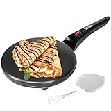 Crepes Maker | Cool-Touch-Griff | Antihaftbeschichtung | 20 cm Durchmesser | Creperie | Crepes Maschine | Crepesmaker | Galettes | Crepes Pfanne | 700 Watt