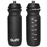 QuiFit Fahrradflasche 2er Pack, Sport Trinkflasche BPA-frei, Gym Flasche, Trinkflasche Gym Auslaufsicher, Sportflasche 750ml für die Meisten Fahrradkäfige (Black+ Black, 750ml)