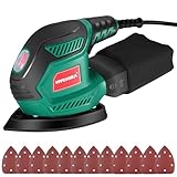HYCHIKA Multischleifer, Deltaschleifer 200W, mit 12 Schleifblätter (Körnung 80/120/240), 14000 U/min, Klettfix-System, Staubsaugbeutel, Schleifmaschine für Ecke & Kante, Metal & Holz