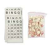 Bingo Brettspiel, Klassische Bingo Karten, Vintage Holz Bingo Spiel Kit, mit 40 Bingo-Zahlenkarten und 75 Schach, für Familie, Freunde und große Gruppenspiele(Holz-Bingo-Spiel-Set)