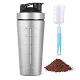 ACWOO Edelstahl Protein Shaker, 900 ml Shaker Edelstahl, Shaker Eiweiß Sport Fitness mit Skala optimal, BPA Free/Leak Proof, Eiweiß Shaker für Eiweiß, Diät und Fitness Shakes, mit Shaker Balls