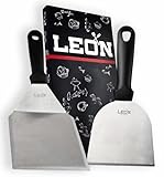 LEÓN Goods Edelstahl Grillzubehör. Grillspachtel Set für Smash Burger. Burger Set - Grillbesteck Set. Küchenspachtel für Grillplatte, Feuerplatte zubehör, Plancha Grill od. Teppanyaki! (2-TLG.)