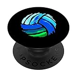 Volleyball Blau Grün Für Teenager Mädchen & Jungen PopSockets PopGrip: Ausziehbarer Sockel und Griff für Handys/Tablets mit Tauschbarem Top