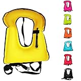 Schwimmweste für Erwachsene, aufblasbare Auftriebsweste, tragbare Schnorchelweste zum Tauchen, Surfen, Schwimmen, Outdoor-Wassersport (40–100 kg, Gelb)