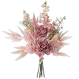 KIRIFLY Kunstblumen Künstliche Pflanzen Blumen Deko Seidenblumen Hortensien Blumenarrangements Kernstück Hochzeit Blumenstrauß(Rouge)