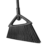 Eyliden Besen mit Stiel Draußen, 146cm Straßenbesen mit Steifen Borsten für Schwere Reinigung, 45° Kommerziell Robuster Gartenbesen für Innen & Außen, Terrasse, Garage, Hof, Balkon, Deck, Schwarz