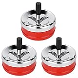 ZDNT 3 Stück Aschenbecher Drehaschenbecher Moderner Drehaschenbecher Metall Drehaschenbecher Windaschenbecher mit Deckel Rauchloser Aschehalter Aschenbecher für Innen- und Außenbereich (Rot)