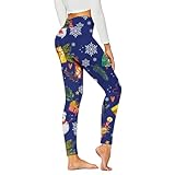 yiouyisheng Leggings Damen Weihnachten Weihnachtsbaum Schneeflocke Schneemann Druck Weihnachtsleggings High Waist Yoga Hose Stretch Fitness Sweatpants Christmas Leggins