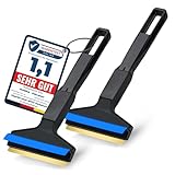 Eiskratzer Auto [2 Stück] - Messing Scheibenkratzer Auto - schnell, mühelos & schonend - aus Premium HIPS - Murska mit Messingklinge & Gummilippe - effizient Schneekratzer Auto - Finnland Schwarz Blau