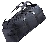 Backferry Große Militärtasche Taktische Ausrüstung Tasche Armee Reisetasche mit verdeckten Rucksack Stil Schultergurte 85L (Schwarz)