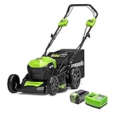 Greenworks Akku-Rasenmäher 40V 46cm Inkl. Akku 4Ah und Schnell Ladegerät, Bis 600m² Selbstfahrend Mulchen Seitenauswurf 55L 7-Stufige Schnitthöhenverstellung GD40LM46SPK4