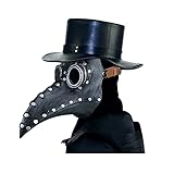 Nircho Pest Doktor Maske Halloween Scary Lange Nase Vogel Schnabel Pestmaske Plague Doctor Mask Steampunk Schnabelmaske Schwarz Niet Requisiten für Halloween Party Arzt Kopfmaske Masquerade Cosplay