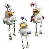 SKJJL 3pcs Hühner Deko Gartendeko Für Draußen Figuren, Keramik Huhn Tierfigur Gartenstecker Keramikfigur Handarbeit Ornament, Harz Gartenfiguren & Gartenstatuen Lustiges Gartendekorationen Für Außen