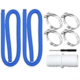 32 mm Poolschlauch-Set mit Metallclips, für oberirdische Schwimmbäder, Filtersysteme, Pumpen, flexibles blaues Kunststoffrohr, mit elastischen Eisenreifen, einfache Installation (1 m blaues Rohr)