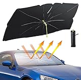 Sonnenschutz Auto Frontscheibe Innen, CompraFun Auto Windschutzscheibe Sonnenschutz 140 x 75 cm, Faltbarer Auto Sonnenschirm für Frontscheibe UV-Schutz, geeignet für die meisten Autos, SUVs, Lastwagen