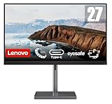 Lenovo L27m-30 Gaming Monitor - 27' FullHD Display (1920x1080, IPS, 4 ms, 75Hz, Input HDMI+VGA+USB Typ C, USB-C auf USB-C Kabel, FreeSync) Einstellbar in Neigung/Höhe/Drehung/Pivot - Schwarz