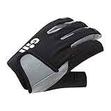 Gill Deckhand Segelhandschuhe – Langfinger mit freiliegendem Zeigefinger und Daumen – 50+ UV-Sonnenschutz und wasserabweisend (Schwarz, M)