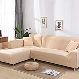 AxBALL 1 oder 2 PC-Abdeckungen for Ecksofa L-förmigen Sofa Wohnzimmer Sectional Chaiselongue Sofa Slipcover Ecksofa Stretch Husse (Color : Beige, Size : 80 140cm 195 230cm)