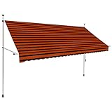vidaXL Markise Einziehbar Handbetrieben Wasserabweisend Klemmmarkise Balkonmarkise Sonnenschutz Terrasse Balkon Garten 300cm Orange Braun