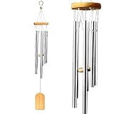 Windspiele, Chimes Metall Wind Chimes Klangspiel 6 Rohre Draußen Windspiele Draußen Heimdekoration Geschenke(Holzfarbe)