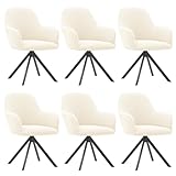 Stretch-Stuhlhussen für Sessel und Drehstühle, Beige, 6 Stück, für Esszimmer und Büro, perfekt für Wohnzimmer, Schlafzimmer, Make-up, Schminktisch