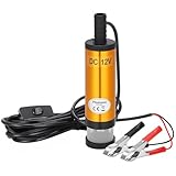 Flintronic DC 12V 38mm Ölpumpe Wasser Pumpe, Mit Clip Diesel Heizöl Wasser Tauchpumpe Treibstoff Transfer Mit herausnehmbarem Filter für Auto, KFZ, Caravan, Marine Boot