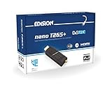 Edision Nano T265+ Terrestrischer DVB-T2 und Kabel DVB-C HDMI dongle Receiver, H265 HEVC, FTA, Full HD, PVR, USB, HDMI, IR, USB WiFi Support, Universal 2in1 Fernbedieung, Schwarz