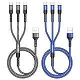 RAVIAD Multi USB Kabel [2Stück 1.2M] 3 in 1 Universal Ladekabel Schnellladekabel Mehrfach Ladekabel mit Micro USB Typ C Lightning Kabel für iPhone, Android Samsung Galaxy, Huawei, Oneplus, LG, HTC