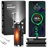 OGVDOE Handwärmer Elektrisch Aufladbar Taschenheizung 5000mAh Tragbare Mini Handwärmer 3 Wärmestufen Taschenwärmer mit Taschenlampe und Typ-C Ladeanschluss Powerbank für Winter Outdoor Camping