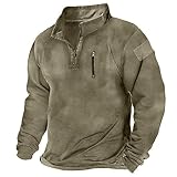 Overstock Deals wasserdichte Digital Uhr Herbst Casual Langarm Reißverschluss einfarbig Langarm T-Shirt Top Taktische Uhren (Khaki, S)