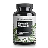 Eisen 20mg (aus Eisenbisglycinat) pro Kapsel – mit 42mg natürlichem Vitamin C – ﻿vegan, ﻿geschmacksneutral – 180 magensaftresistente Kapseln – Premium-Rohstoff: FerrochelTM (Eisen-Chelat)