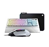 Roccat Vulcan 122 - Mechanische Gaming Tastatur, Weiß + Kone AIMO Gaming Maus (hohe Präzision, weiß(Remastered) + Sense AIMO Gaming Mauspad - AIMO LED Beleuchtung