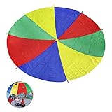 Ballery Schwungtuch, 2M Bunt Fallschirm Fallschirm Spielzeug mit 8 Griffen ideale Aktivität in Innenräumen für Kinder stundenlanges Spiel und Unterhaltung (6 Ft)